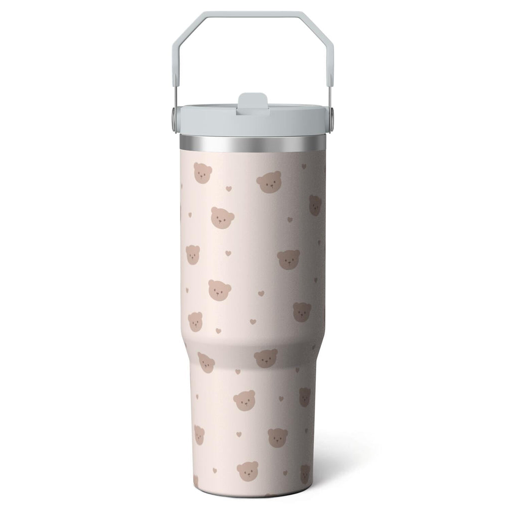 Prime Buddy™ - 1pc Pink Leopard Print 30oz Tumbler with Straw