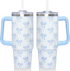 Prime Buddy™ - 30 Oz Blue Bow Tumbler With Handle And