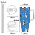 Penguin Winter Travel Tumbler with Lid and Straw, Stainless Steel Insulated Cup with Cute Snow & Ski Design