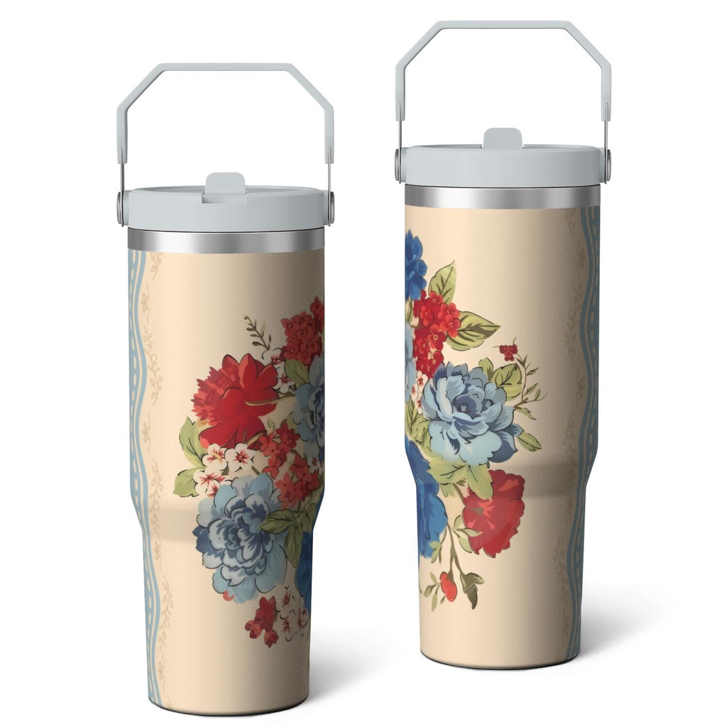 Prime Buddy™ - 30oz Pioneer Colorful Floral Stainless Steel Flip Straw