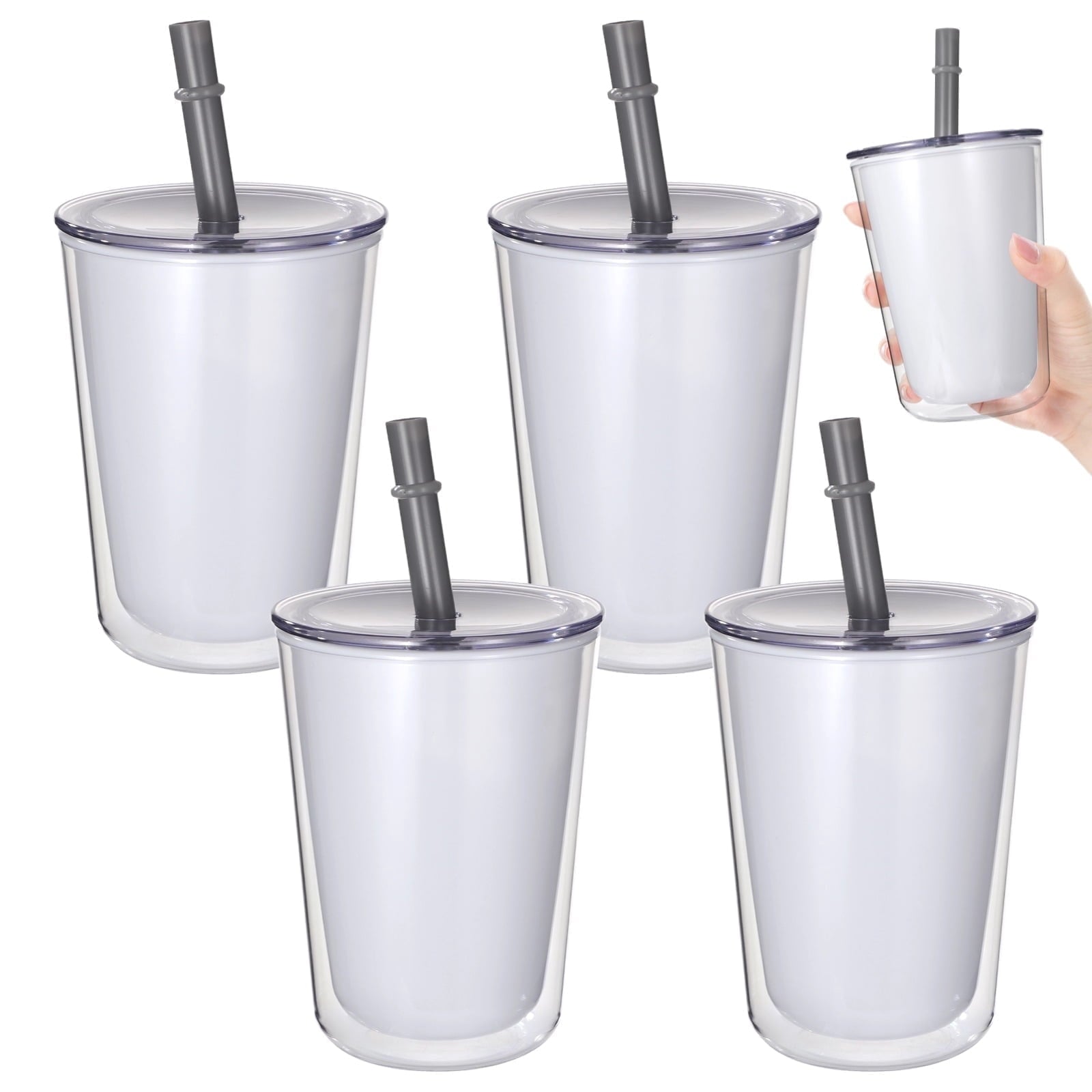 4 PackPack 24 oz Tumblers with Lids & Straws – Double Wall Insulated Plastic Cups, Leakproof, Food‑Safe, for Cold & Hot Drinks, Ideal for Daily Use, Travel & Outdoor
