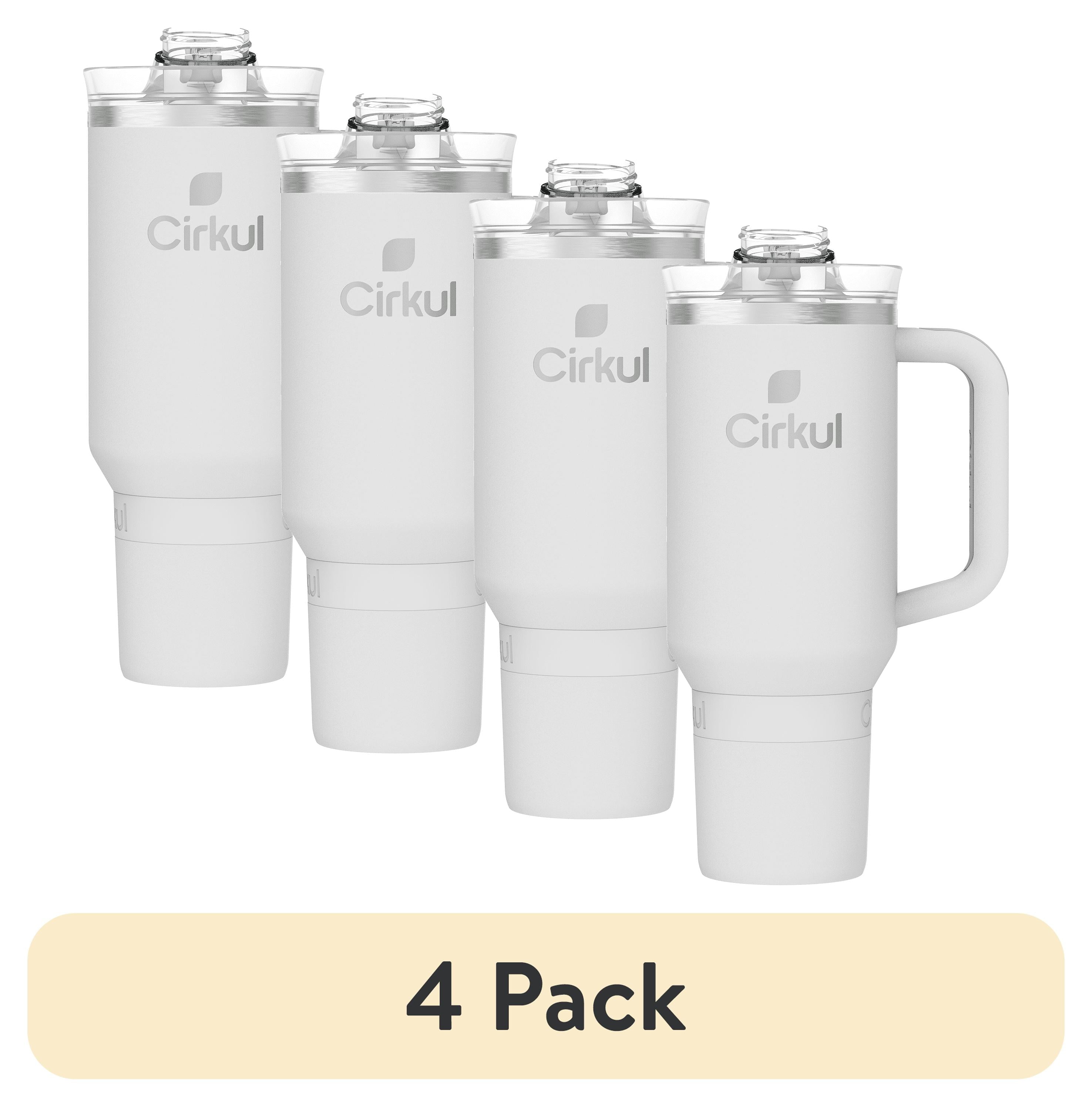 (4 pack) Cirkul 40oz All-Day StrawSip Double-Wall Insulated Stainless Steel Tumbler with Handle, Fog (Light Gray)
