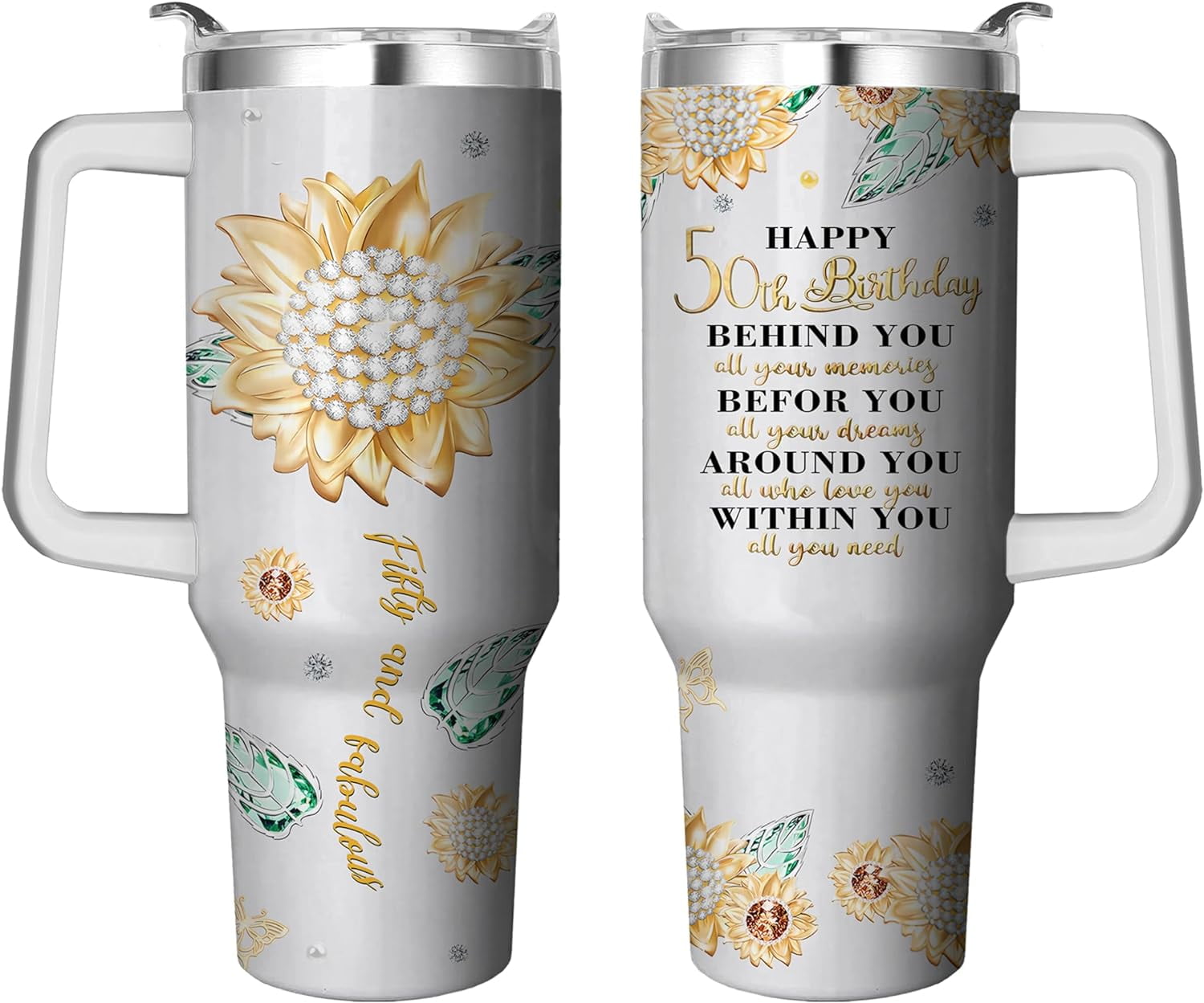 Prime Buddy™ - 40 Oz Tumbler with Handle and Straw, Double