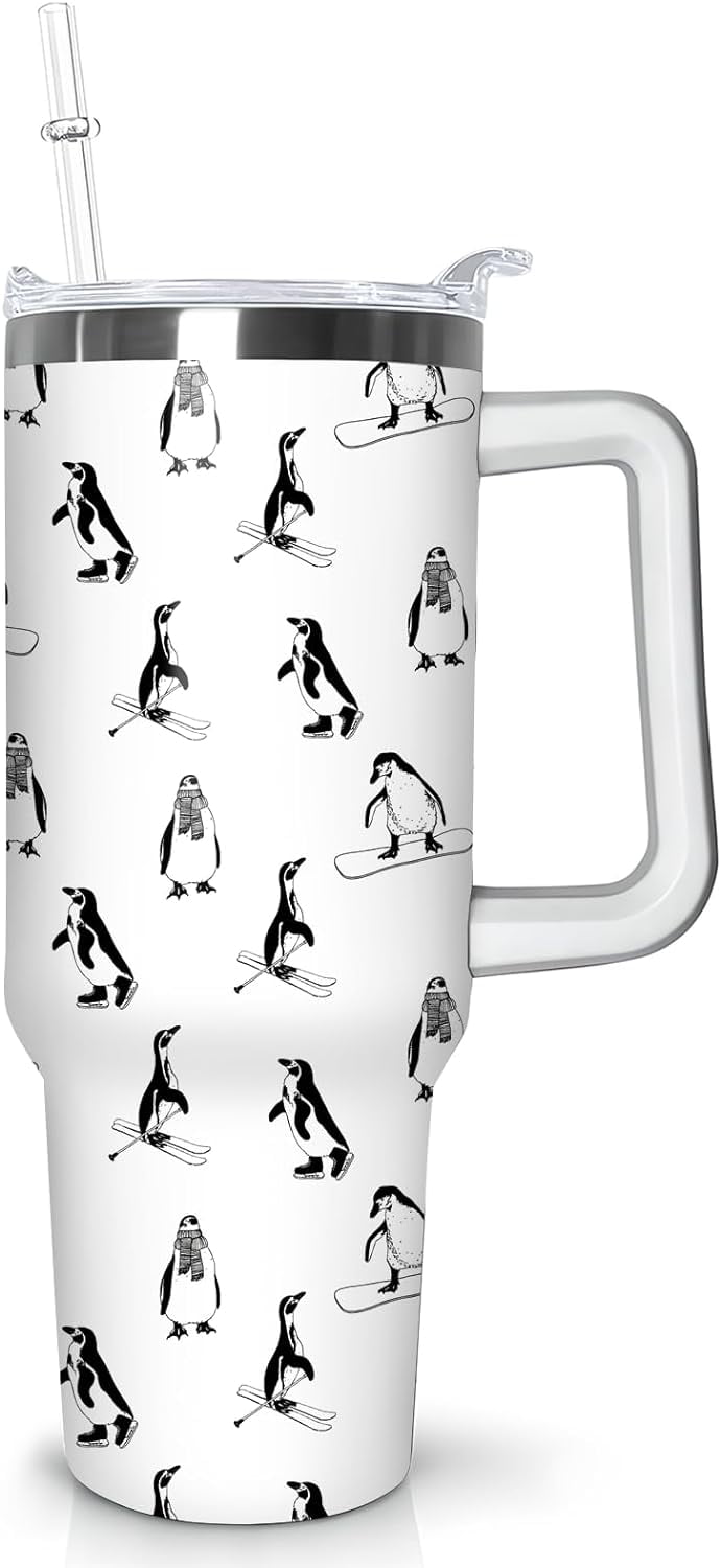 Prime Buddy™ - 40 oz Penguin Tumbler with Handle Gifts for