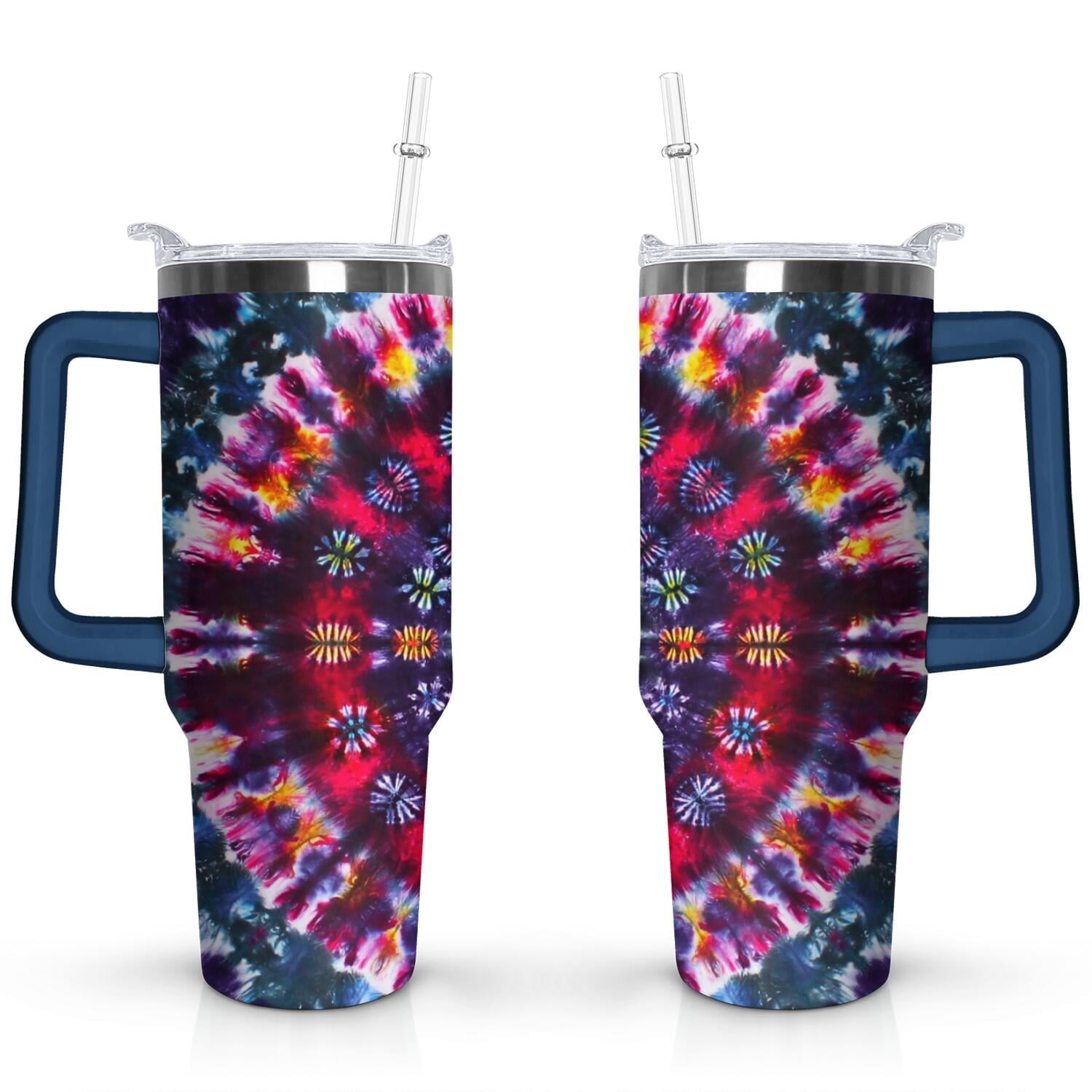 Prime Buddy™ - 40oz Boho Tie Dye Stainless Steel Flip Straw