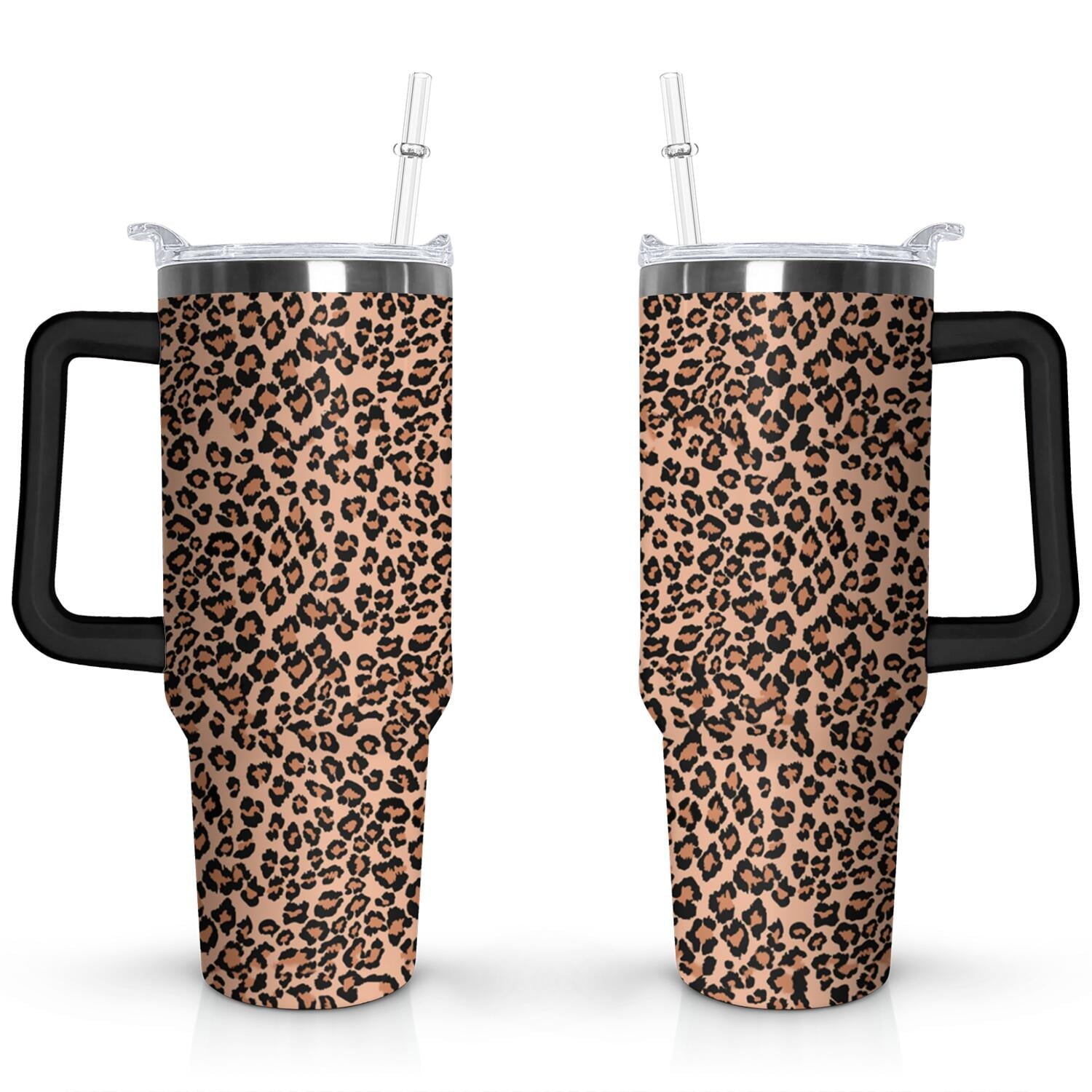 Prime Buddy™ - 40Oz Fashion Leopard Pattern Stainless Steel Flip Straw