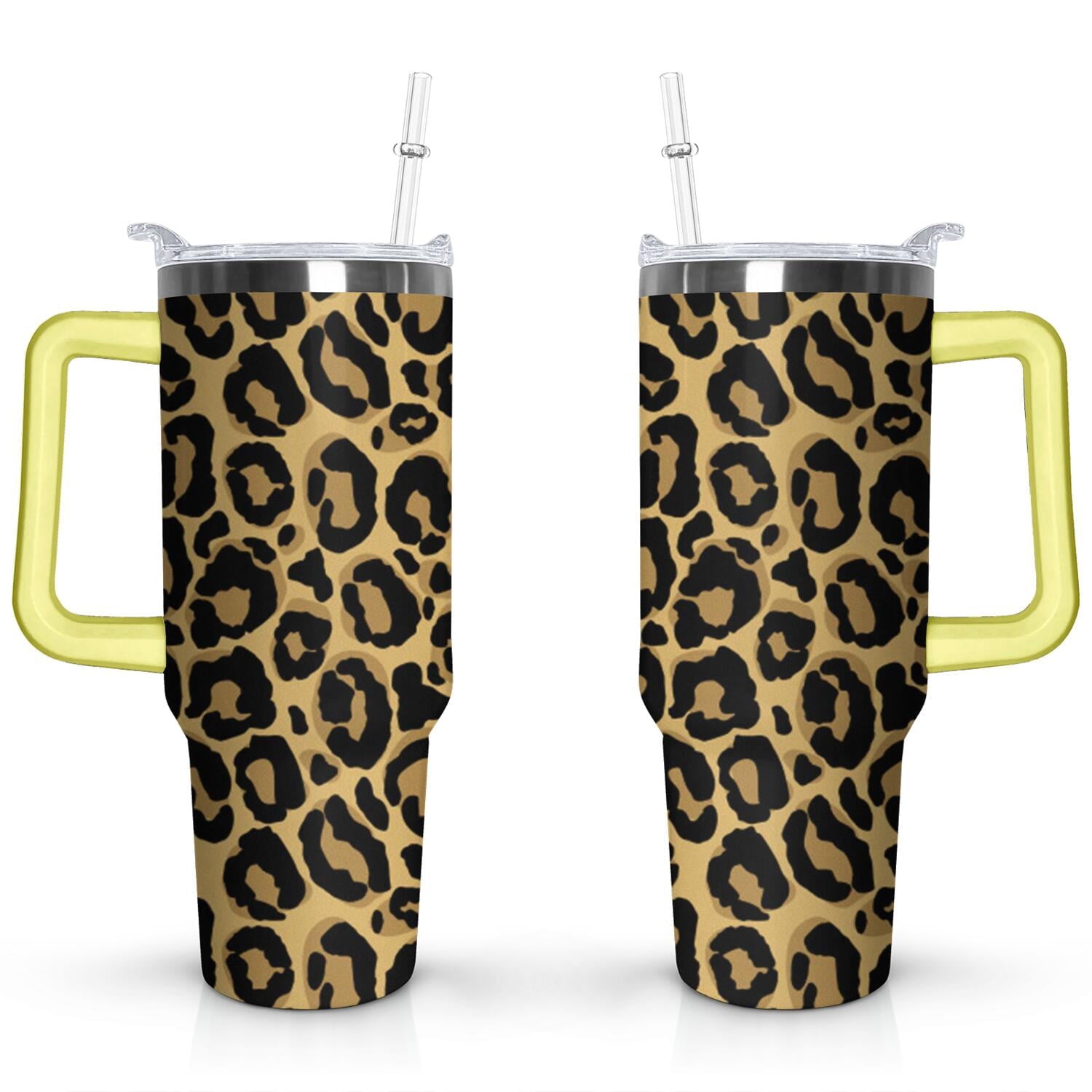 Prime Buddy™ - 40oz Fashion Leopard Pattern Stainless Steel Flip Straw