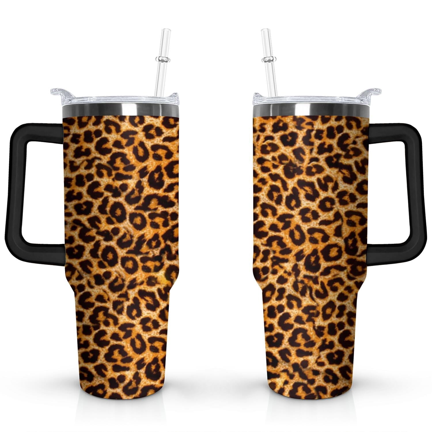 Prime Buddy™ - 40Oz Fashion Leopard Pattern Stainless Steel Flip Straw