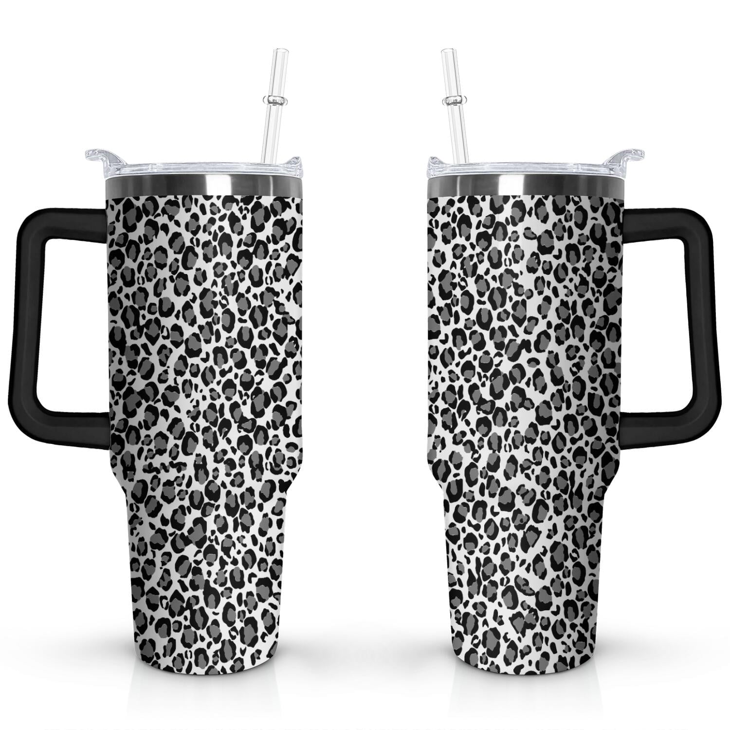 Prime Buddy™ - 40Oz Fashion Leopard Pattern Stainless Steel Flip Straw