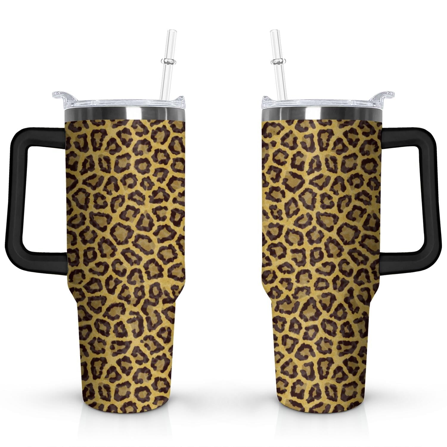 Prime Buddy™ - 40Oz Fashion Leopard Pattern Stainless Steel Flip Straw
