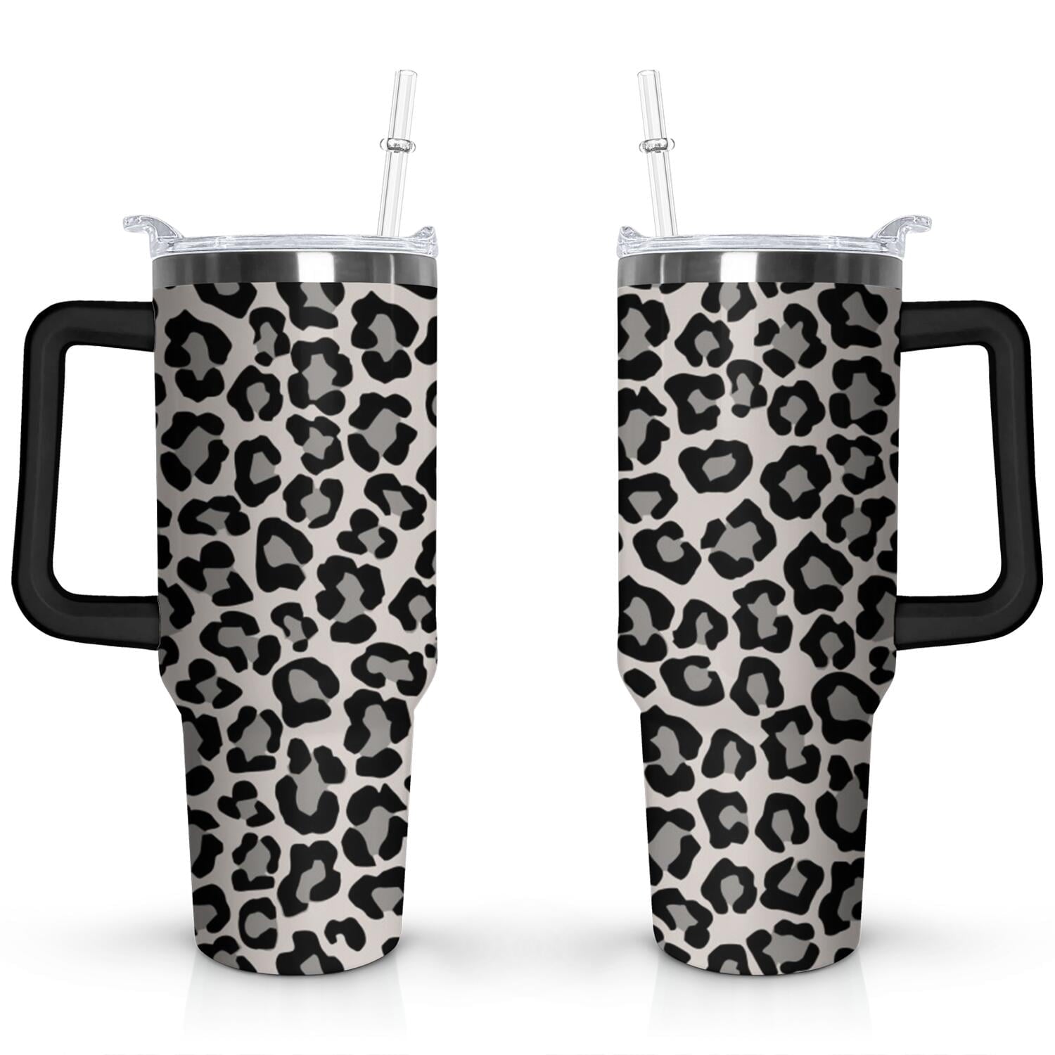 Prime Buddy™ - 40Oz Fashion Leopard Pattern Stainless Steel Flip Straw