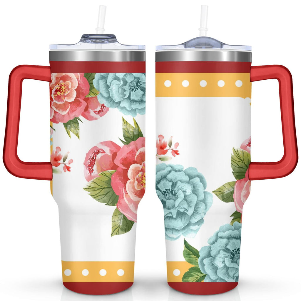 Prime Buddy™ - 40oz Pioneer Colorful Floral Stainless Steel Flip Straw