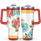 Prime Buddy™ - 40oz Pioneer Colorful Floral Stainless Steel Flip Straw