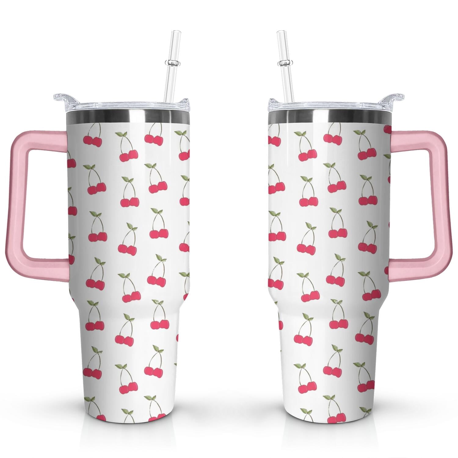 Prime Buddy™ - 40Oz Red Cherry Fruit Pattern Stainless Steel Flip