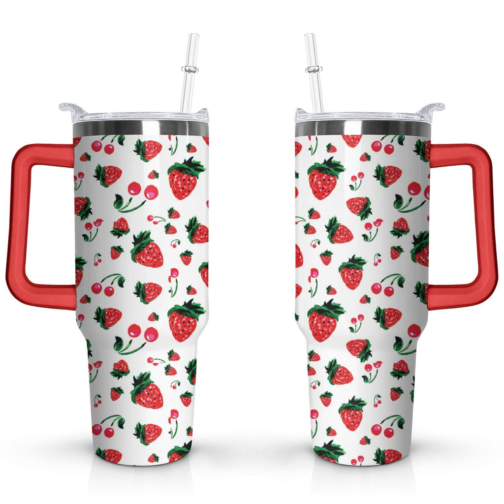 Prime Buddy™ - 40Oz Red Cherry Fruit Pattern Stainless Steel Flip