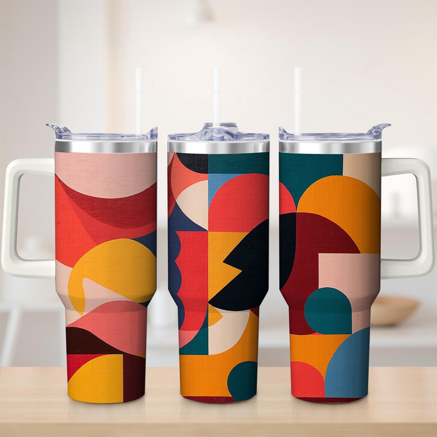 Prime Buddy™ - Abstract Colorful Shapes Stainless Steel Tumbler, 30oz