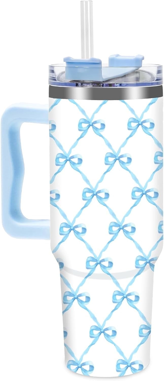 Prime Buddy™ - 40oz Elegant Pink Bow Tumbler - Insulated Travel