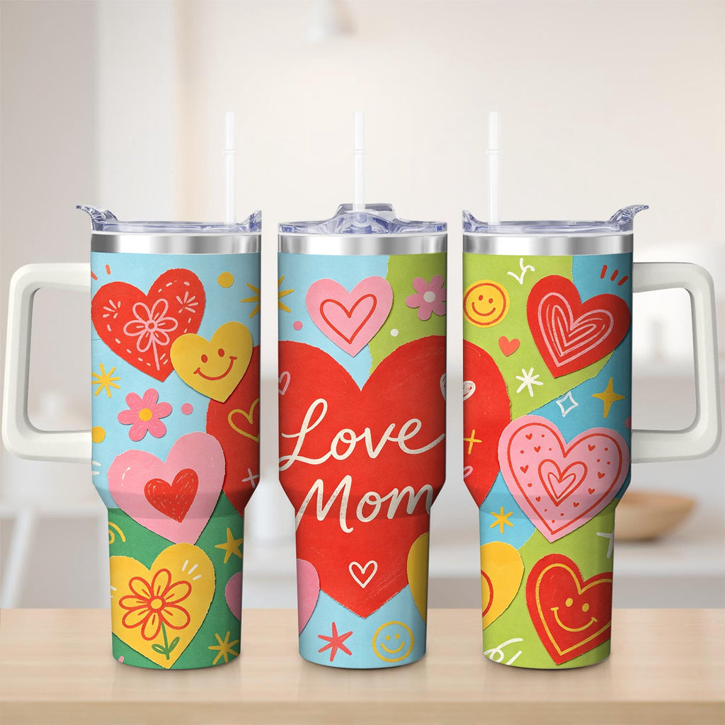 Prime Buddy™ - Colorful Heart Love Mom Stainless Steel Tumbler 30Oz