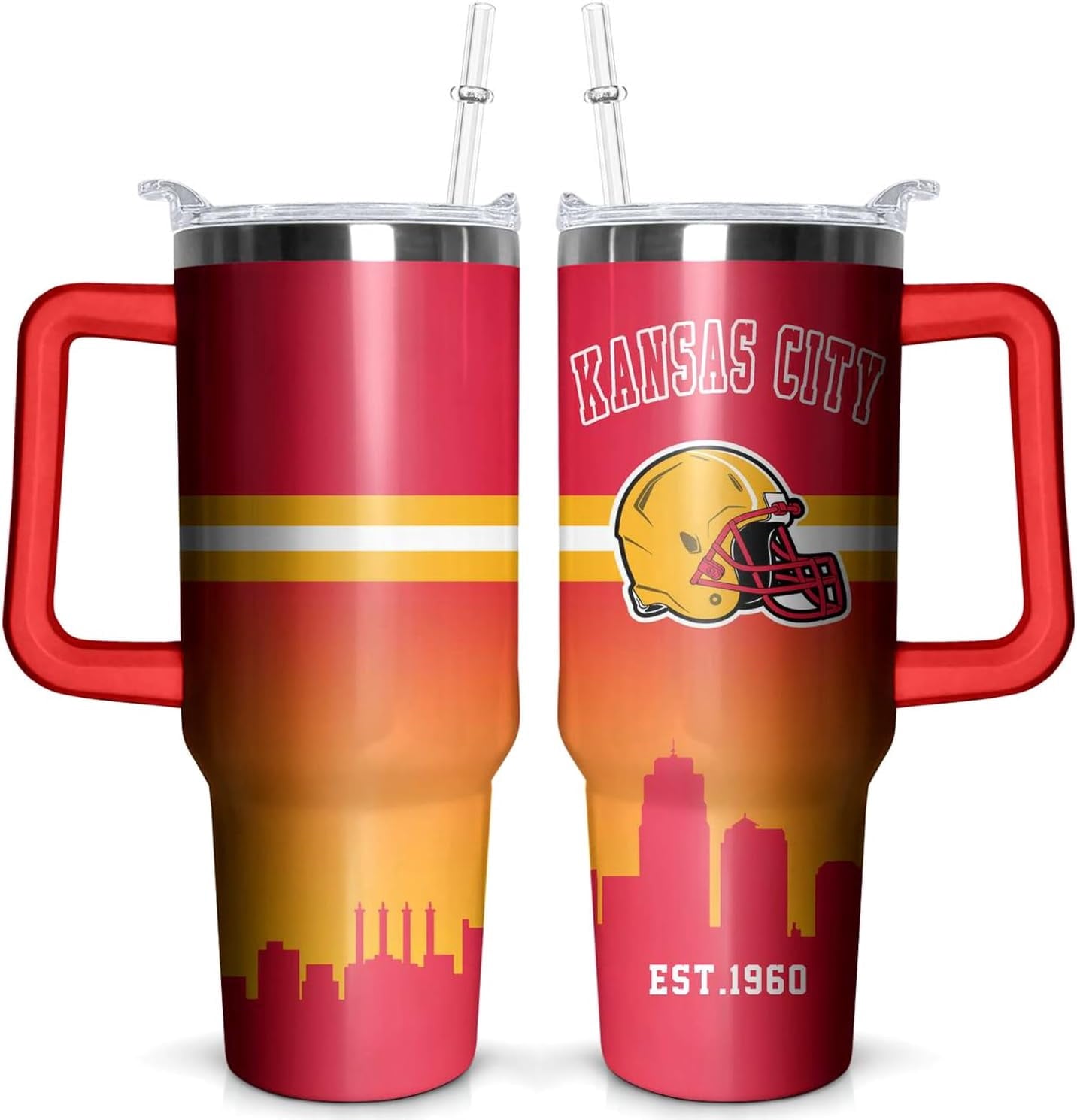 Prime Buddy™ - Football 40 OZ Pittsburgh Tumbler with Handle and