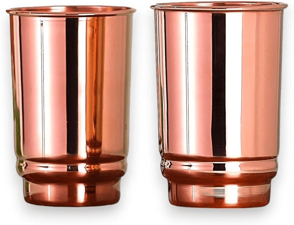 Pure Copper Drinking Cups Ayurvedic Health Tumblers 2 Pcs Set