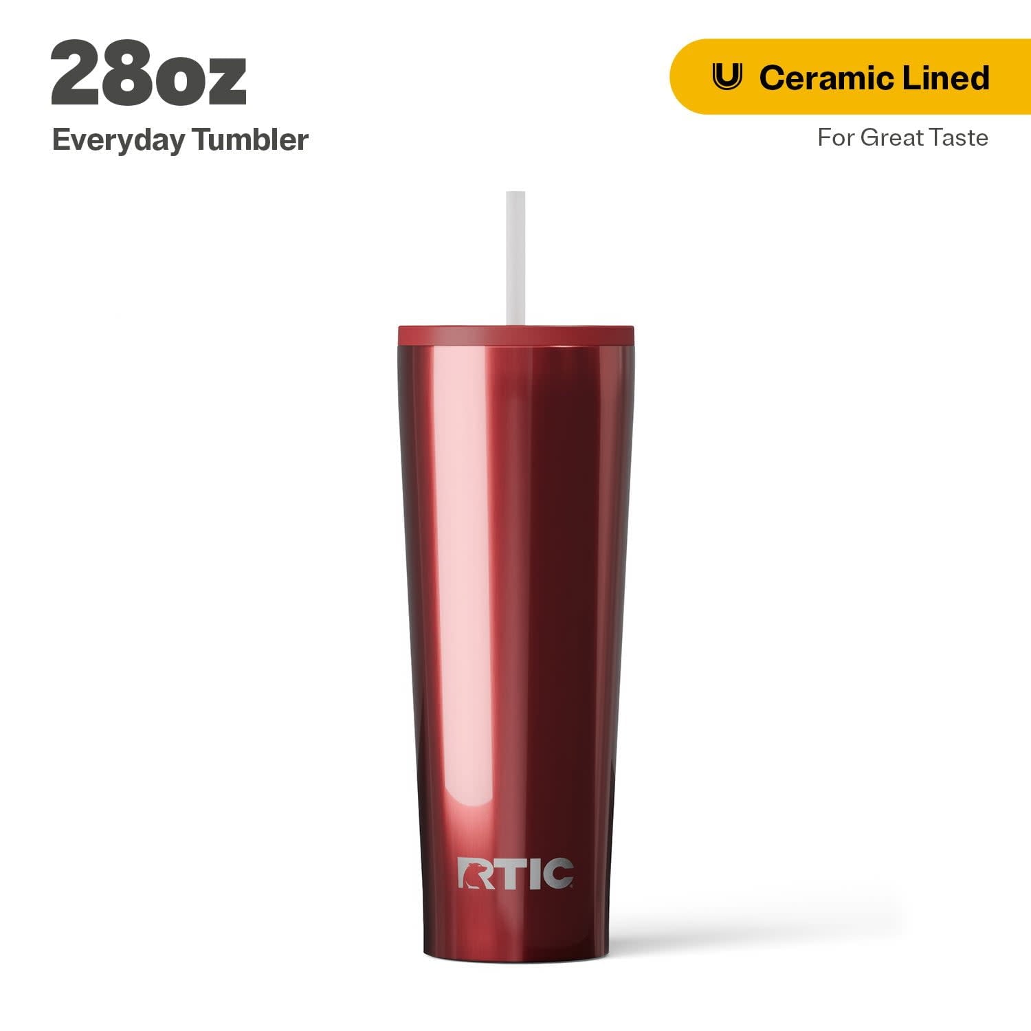 Prime Buddy™ - RTIC 28 oz Ceramic Lined Everyday Tumbler, Spill-Resistant