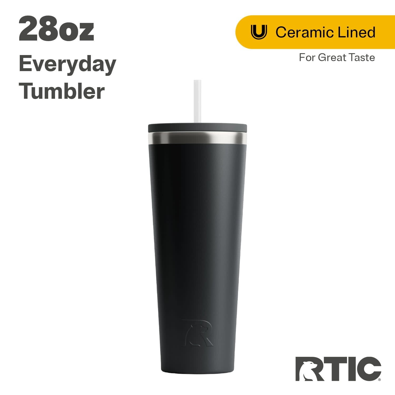 Prime Buddy™ - RTIC 28 oz Ceramic Lined Everyday Tumbler, Spill-Resistant