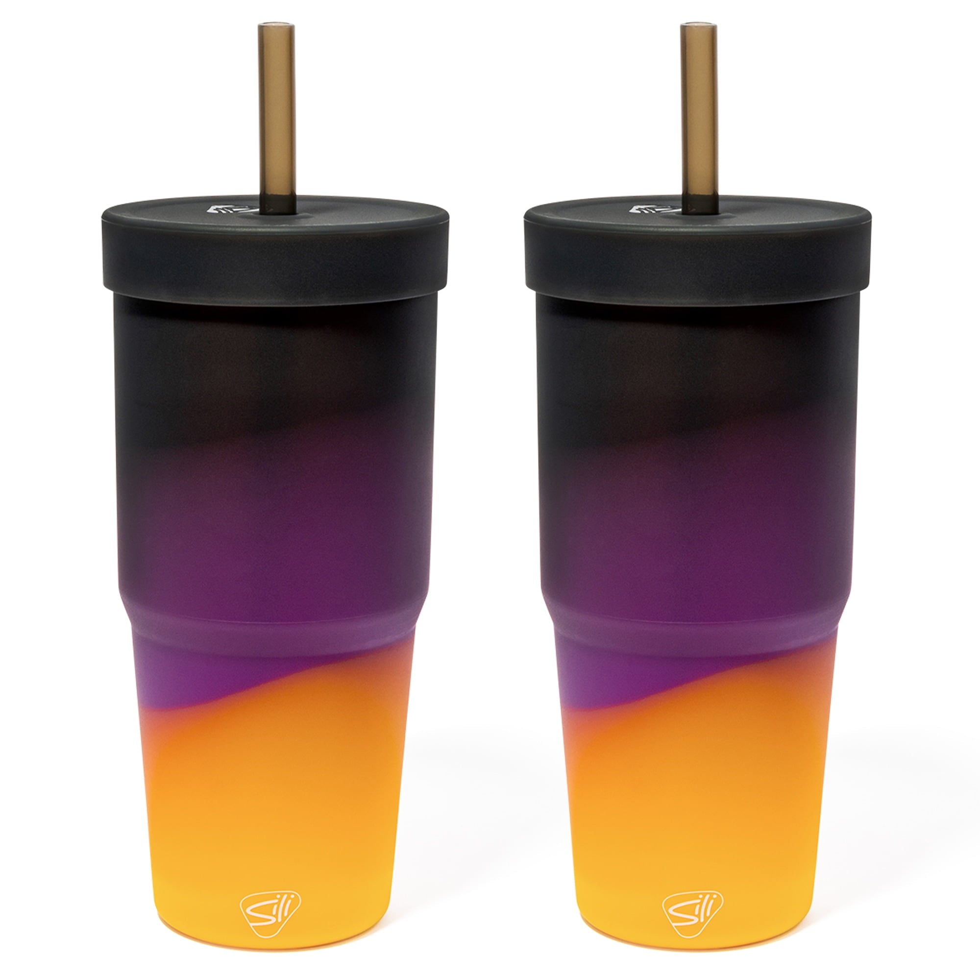 Silipint: Silicone 32oz Straw Tumblers: 2 Pack - Sun Storm