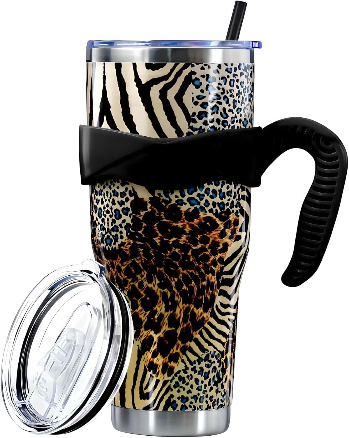 Prime Buddy™ - Sunmdecor Pink Leopard Print Tumbler with Handle and