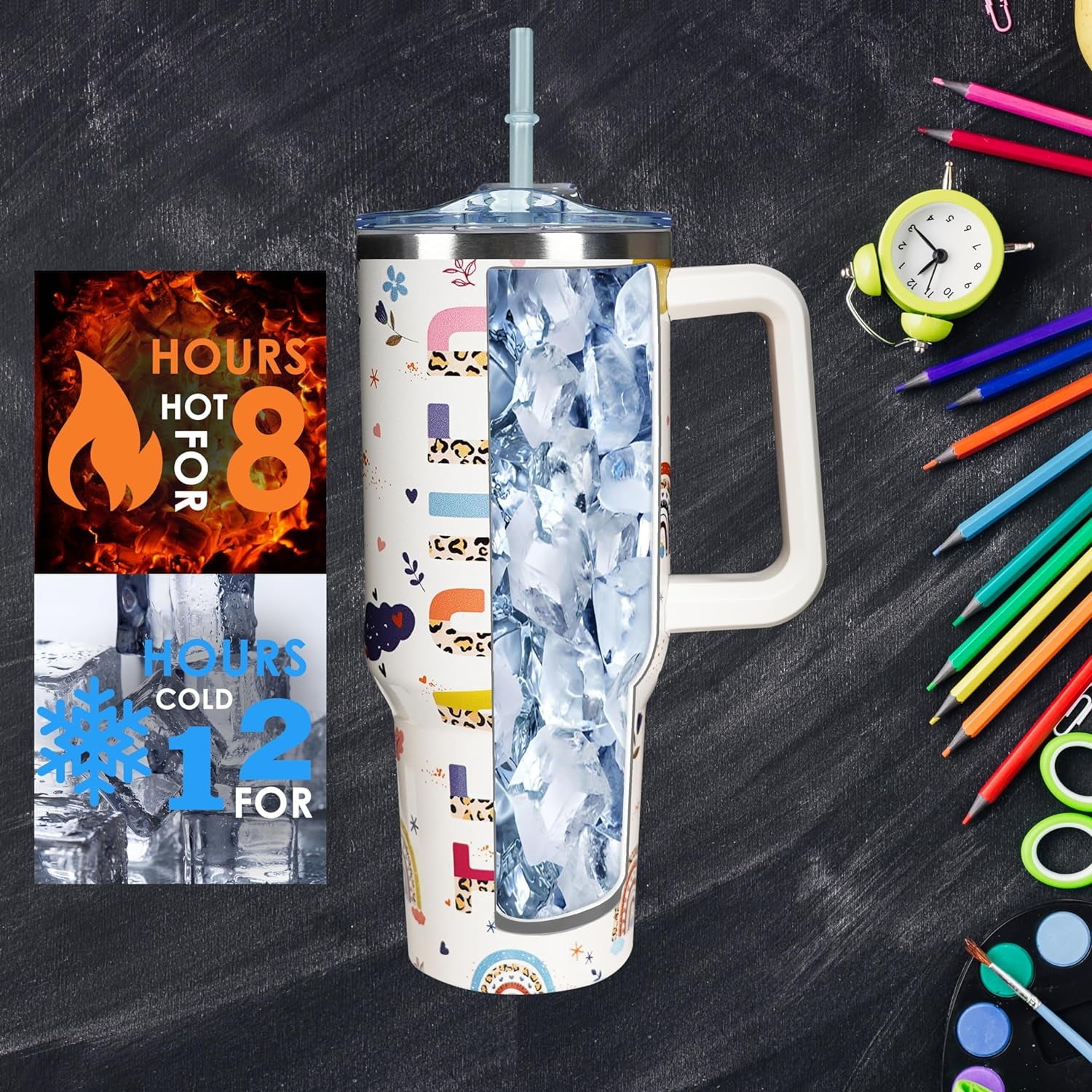 Prime Buddy™ - 40 Oz Tumbler With Handle 40oz Purple Butterfly