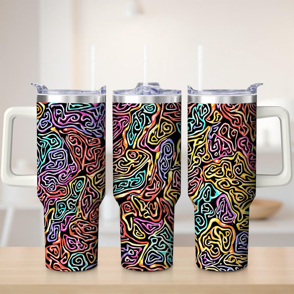 Prime Buddy™ - Vibrant Abstract Pattern Stainless Steel Tumbler, 40oz