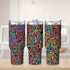 Vibrant Abstract Pattern Stainless Steel Tumbler, 40oz
