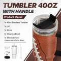 Football Tumbler with Handle 40oz Insulated Stainless Steel Cup with Lid & Straw, Travel Cup, Gifts for Men, Boys, Players, Coaches, Sports Lovers, Christmas, Birthday