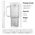 26oz Drinking Glasses with Handle & Lid – 2-Pack Large Iced Coffee Cups with Straws, Modern Glass Tumbler for Cold & Hot Beverages, Aesthetic Travel Cup for Smoothies, Tea, and Juice