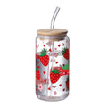 Totoro Hero Kawaii Strawberry Glass Cup With Lid And Straw Drinking Cups Iced Hot Coffee Glasses Cute Tumbler Cup for Kitchenware Juice Cup