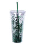 Dr. Seuss The Grinch Glitter Insulated Tumbler 22 oz Travel Cup with Straw