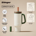 Sidagar 36 oz Stainless Steel Vacuum Insulated Ceramic Lined Tumbler, Cream Sprout White